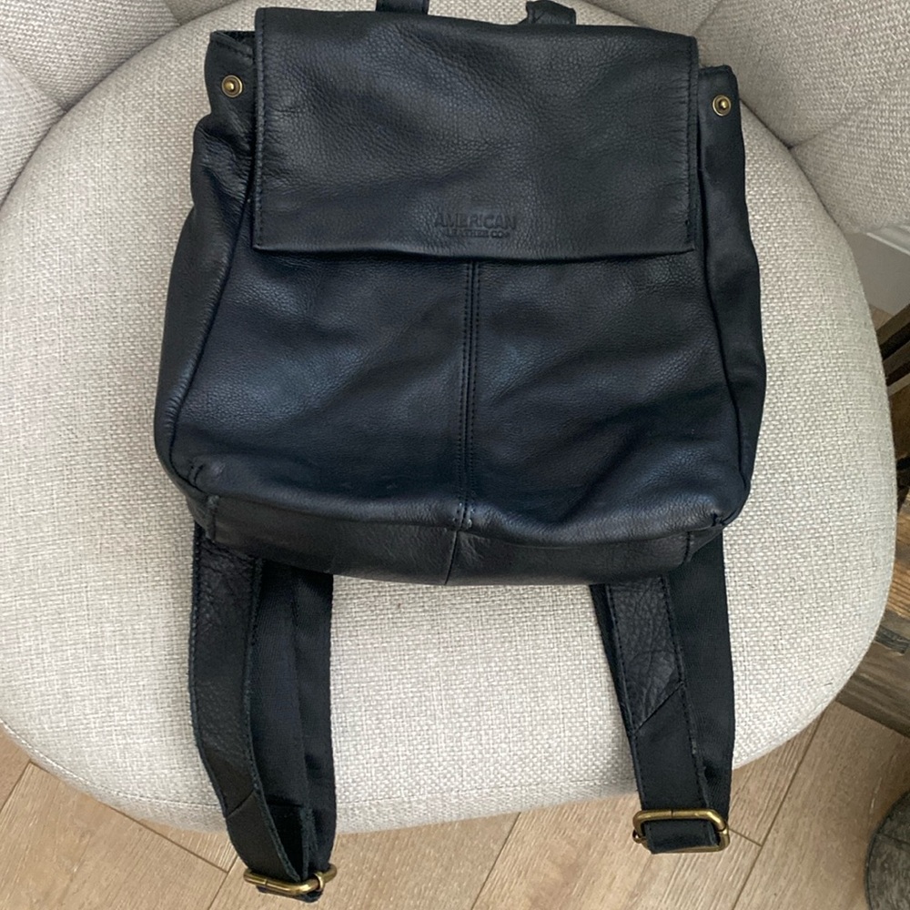 American Leather Company black leather backpack purse. Lightly used